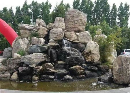 甘肃兰州假山 假山工程 鱼池假山流水瀑布风景石料 金森造景