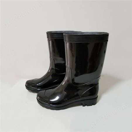 中筒单层雨靴消防救援橡胶水鞋PVC应急雨靴消防防汛中筒雨鞋继开