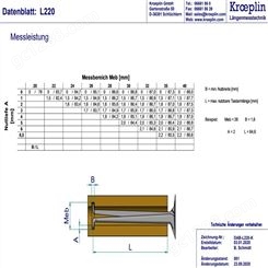 KROEPLIN内测卡规L220 测量范围 Meb 20 – 40 mm 可定制