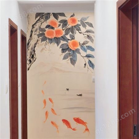 室内家装墙绘沙发背景墙 玄关壁画定制 纯手工绘制