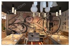 餐厅墙绘装修 手绘墙涂鸦 3d墙绘设计 墙体彩绘价格 环保的墙绘