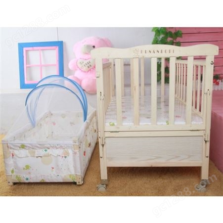波比 实木儿童可拼接床 男孩女孩床带护栏 婴儿床 支持定制
