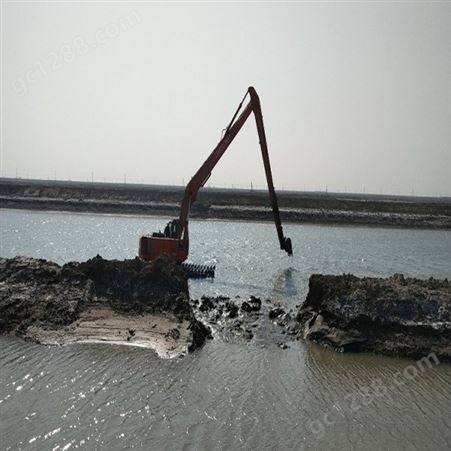 20吨级浮箱改装 小型挖掘机  水陆挖掘机出租租赁