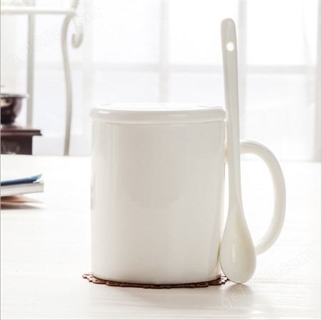 陶瓷咖啡杯圆把杯柄丝印LOGO生日纪念品免费设计