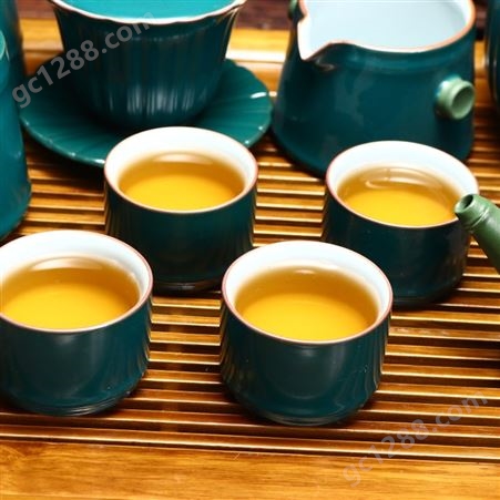 墨绿功夫茶具套装 家用茶壶 整套茶杯礼盒装 锦绣 开业活动