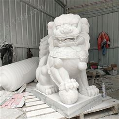 汉白玉狮子石雕 汉白玉狮子雕塑定制
