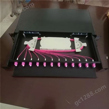 供应抽拉导轨式12芯SC-UPC光纤终端盒 1U光缆配线架