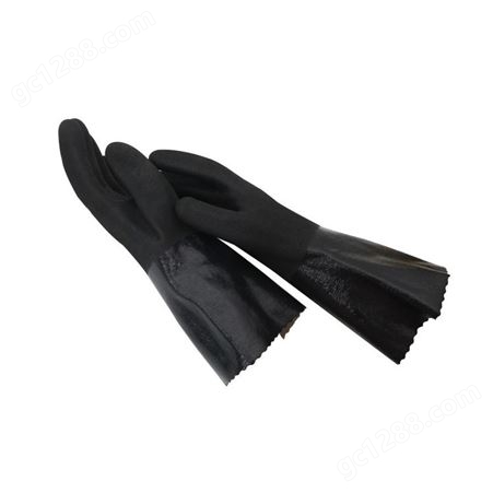 耐牌安防 耐油化学 PVC 沙面长袖黑色手套 支持定制