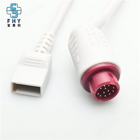 富惠阳OEM有创压电缆适用利浦12针转尤它压力传感器电缆