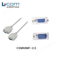 L-COM CSMN9MF-2.5 优良型模制D-Sub 线缆 DB9 公头 / DB9 母头