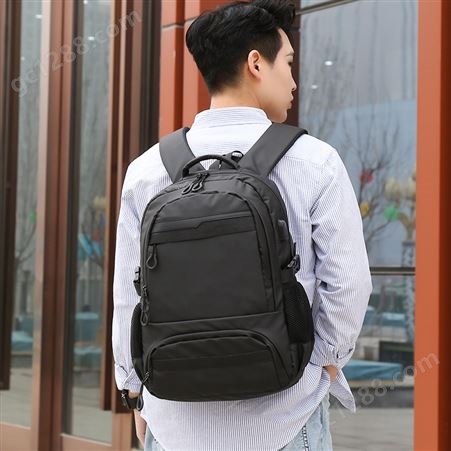 男士商务双肩包笔记本包旅行大容量多分层中高学生时尚潮流简约风
